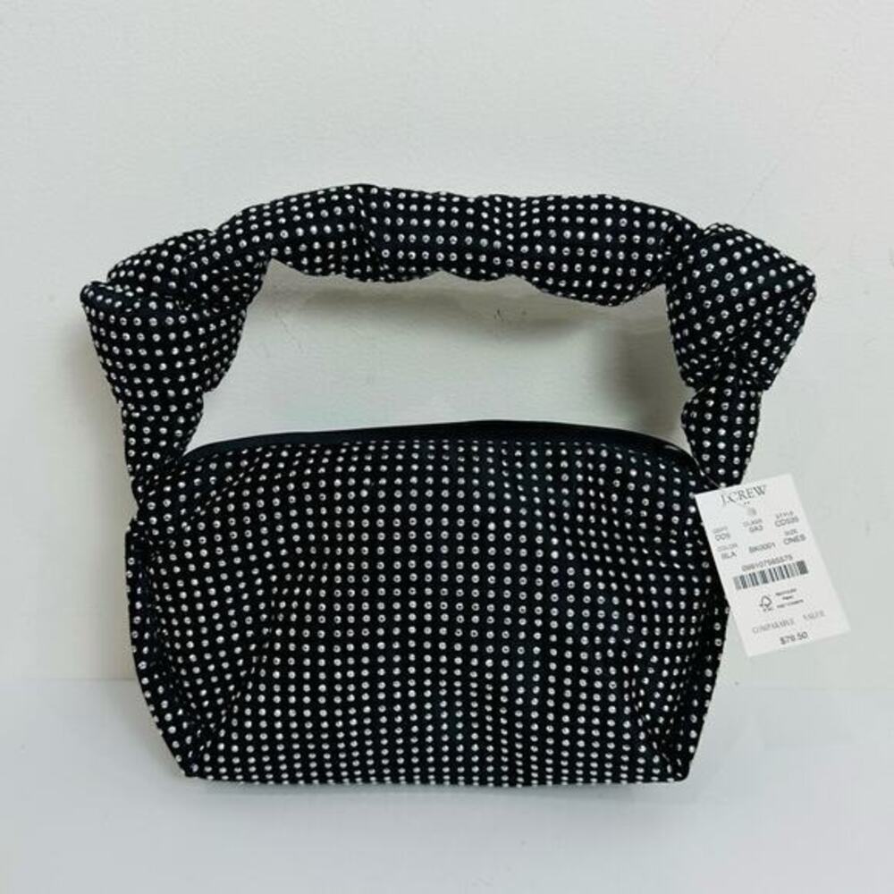J. Crew Studded Double Knot Handbag Black and Silver Cocktail Party Glam Punk - Picture 3 of 8